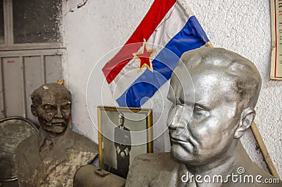 Vladimir Ilyich Ulyanov - Lenin and Josip Broz Tito â€“ Busts Editorial Stock Photo